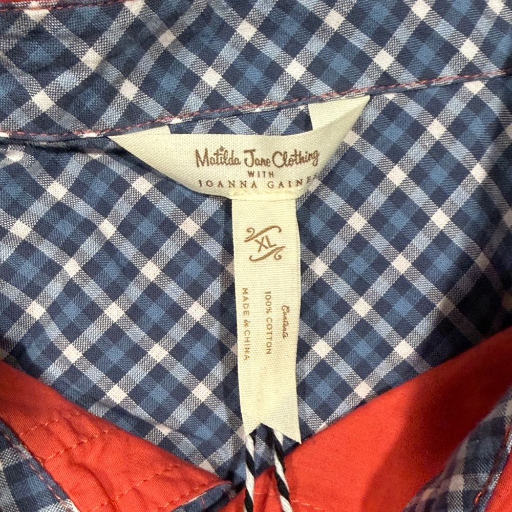 Matilda Jane Red and Blue Patterned Men's Shirt - Picture 3 of 4